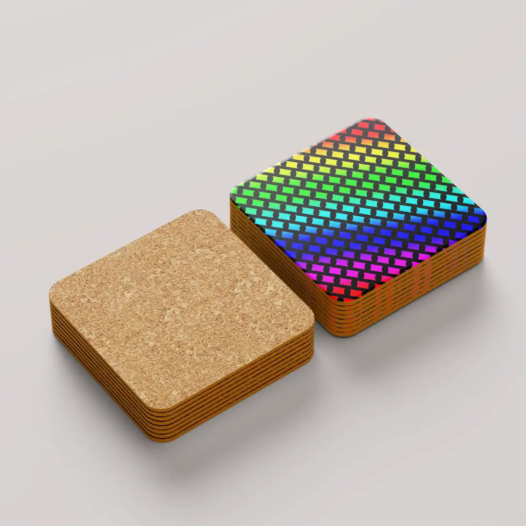 Rainbow Color Set Of Six Square Tea Coaster - Image 3