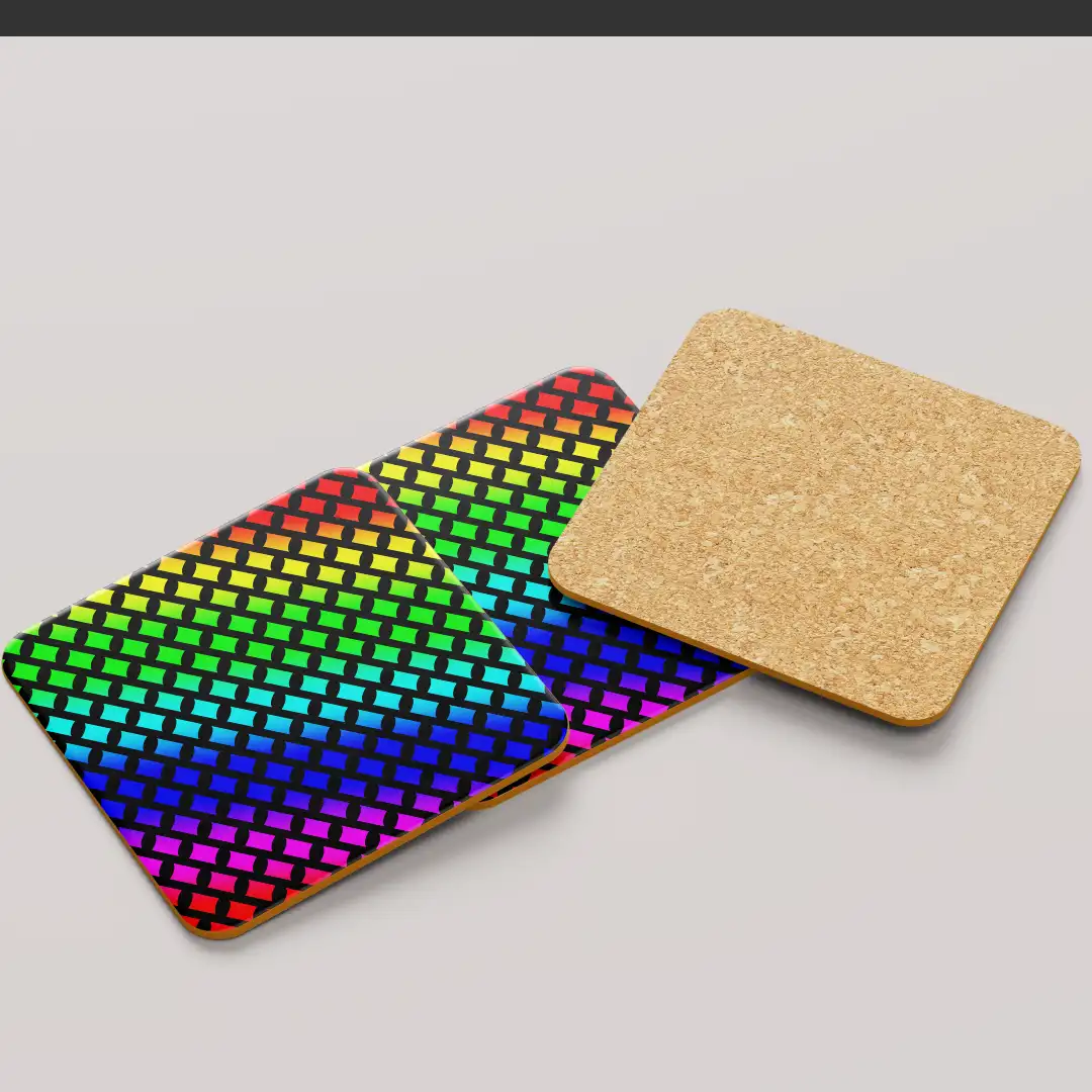 Rainbow Color Set Of Six Square Tea Coaster - Image 4