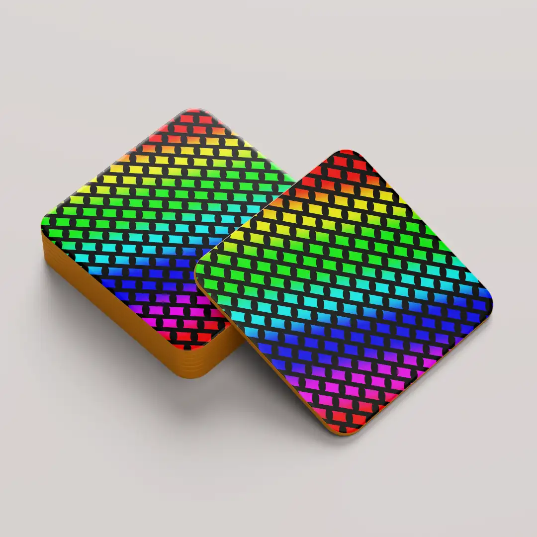 Rainbow Color Set Of Six Square Tea Coaster - Image 5