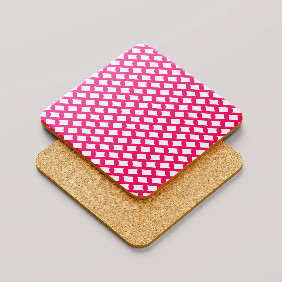 Raspberry Color Set Of Six Square Tea Coaster