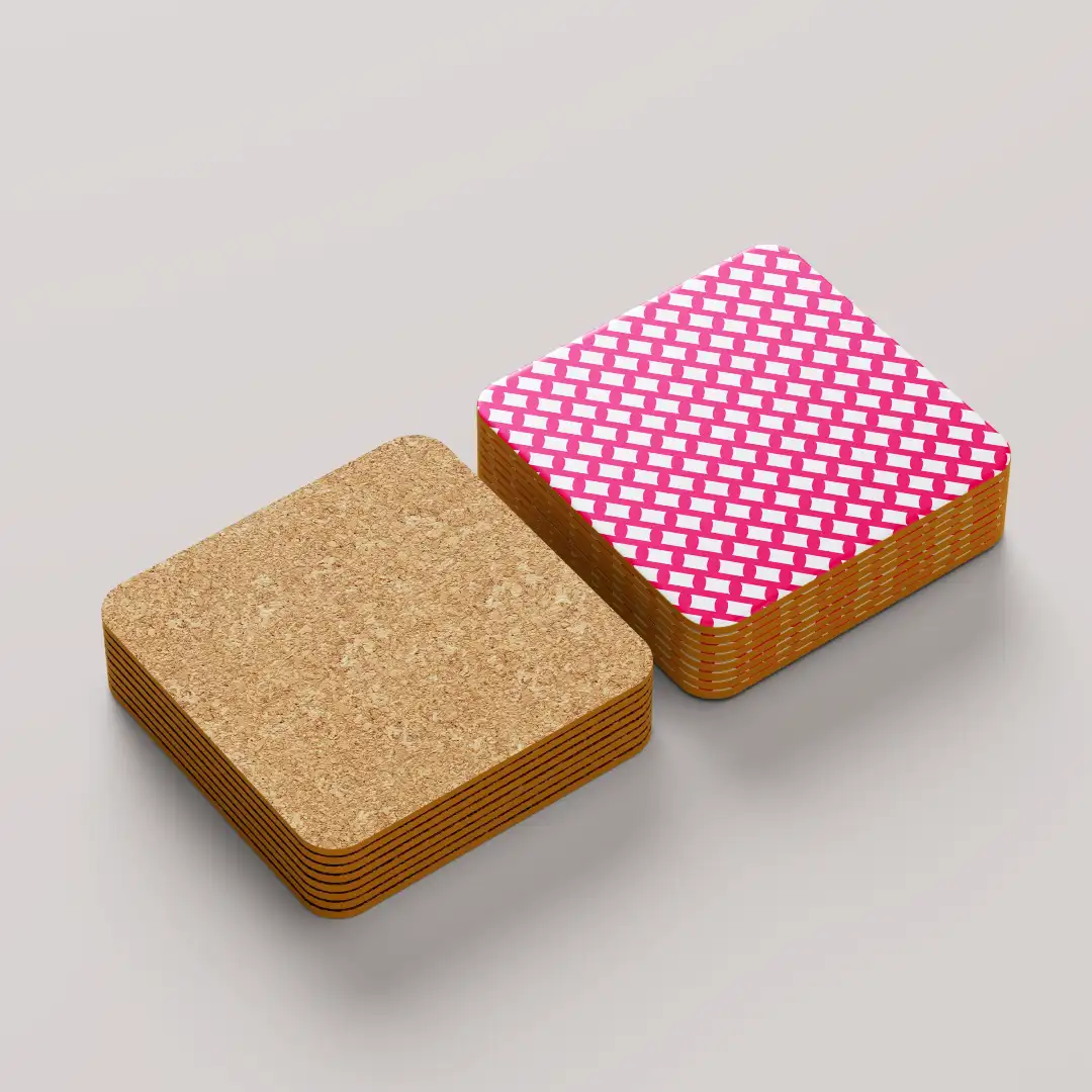 Raspberry Color Set Of Six Square Tea Coaster - Image 3