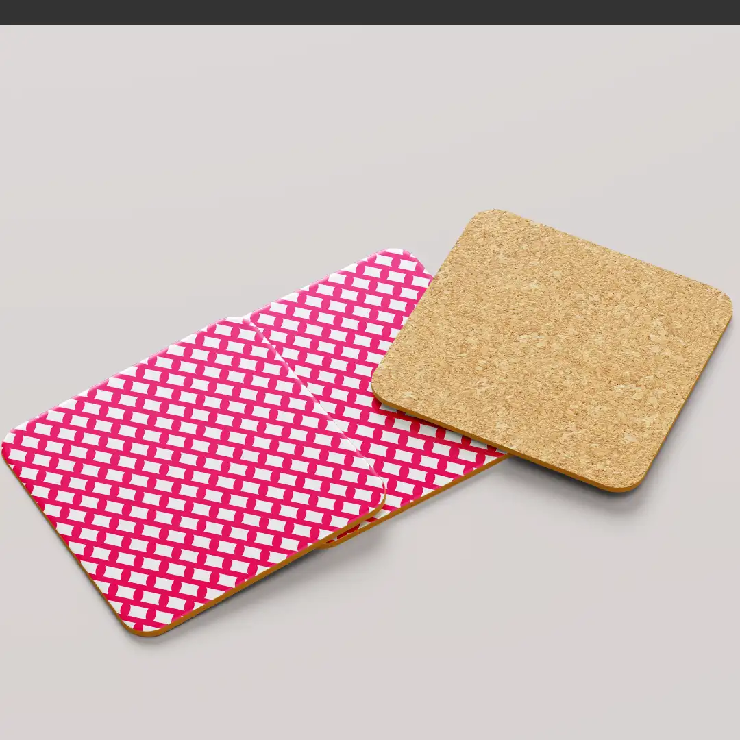 Raspberry Color Set Of Six Square Tea Coaster - Image 4