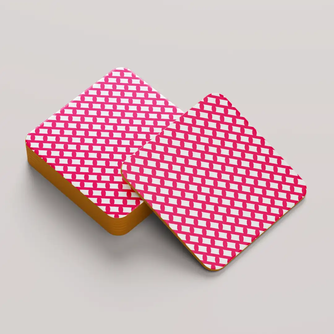 Raspberry Color Set Of Six Square Tea Coaster - Image 5