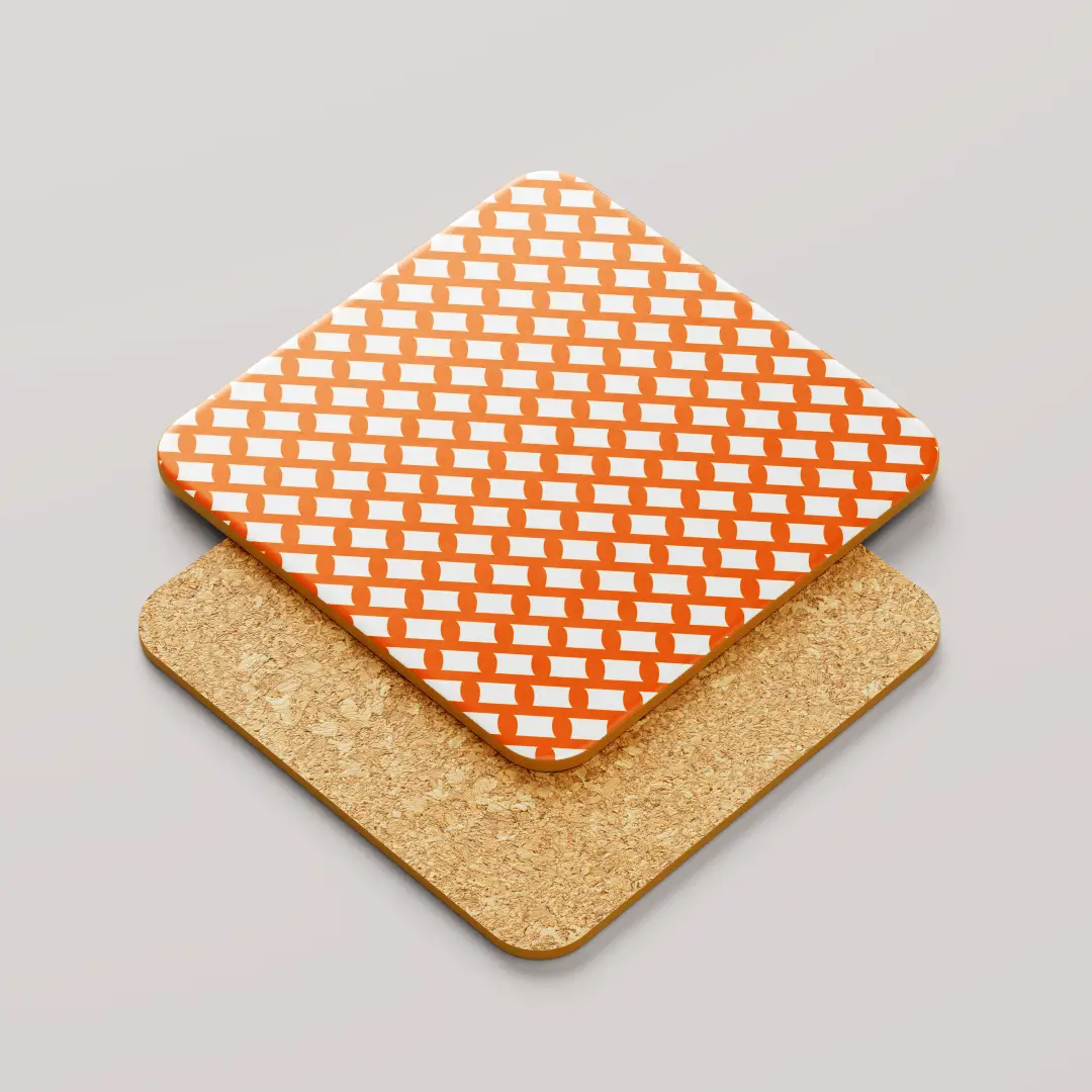 Saffron Color Set Of Six Square Tea Coaster