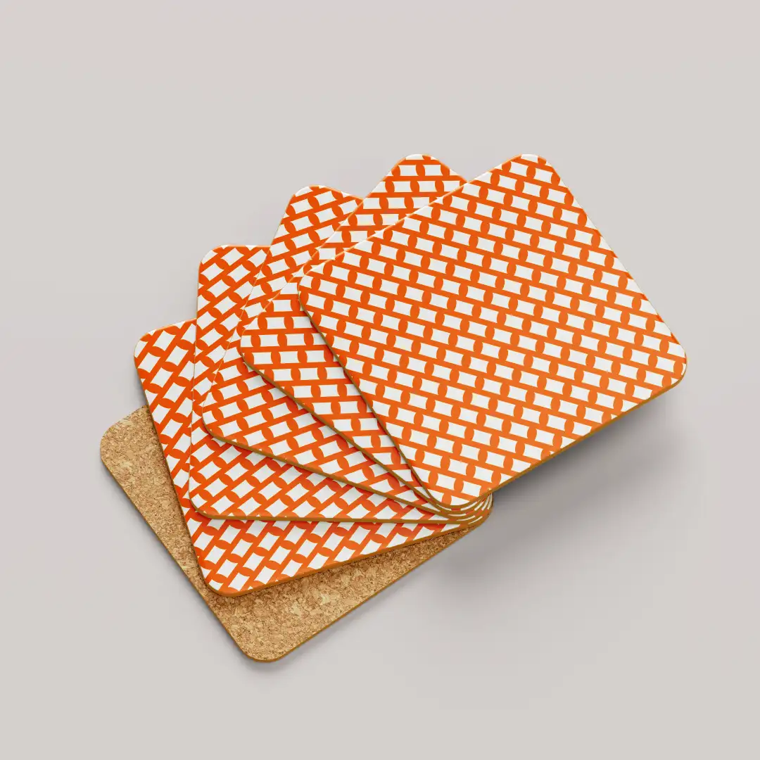 Saffron Color Set Of Six Square Tea Coaster - Image 2