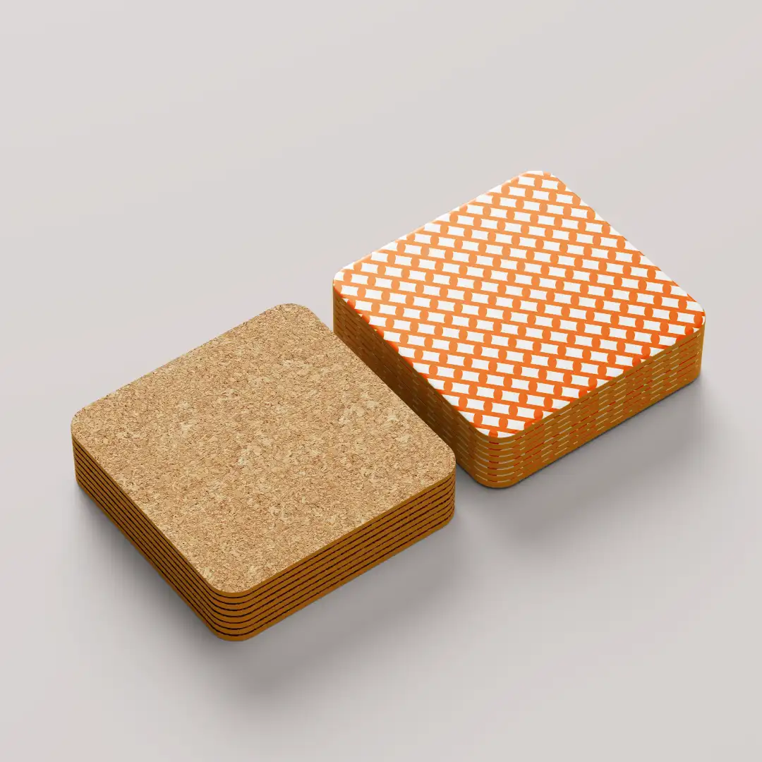 Saffron Color Set Of Six Square Tea Coaster - Image 3