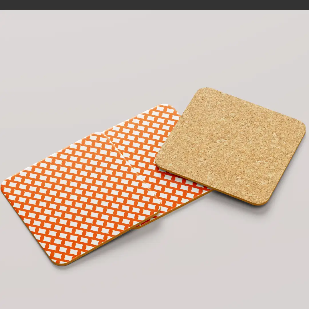 Saffron Color Set Of Six Square Tea Coaster - Image 4