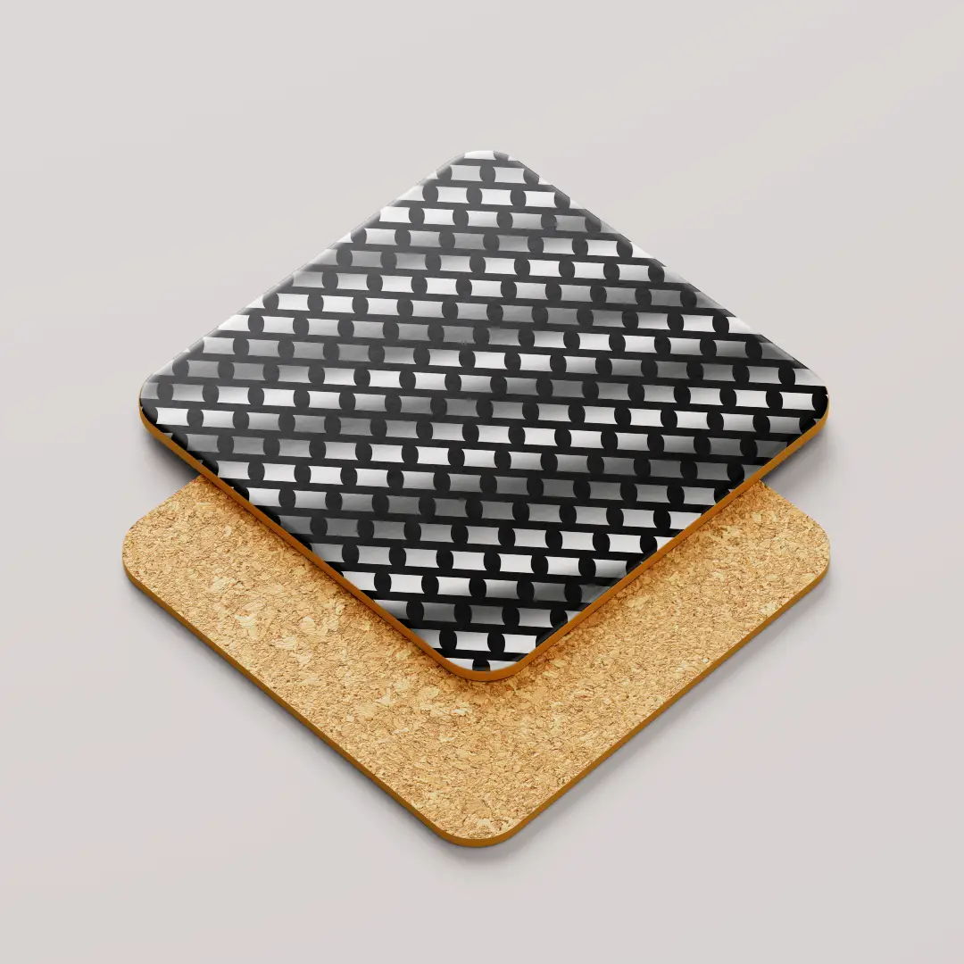 Silver Color Color Set Of Six Square Tea Coaster