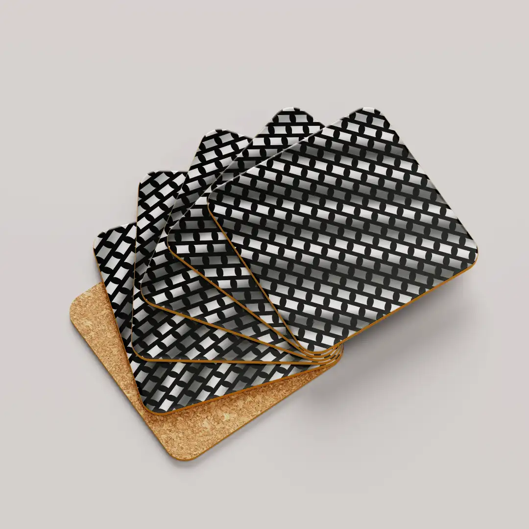 Silver Color Color Set Of Six Square Tea Coaster - Image 2