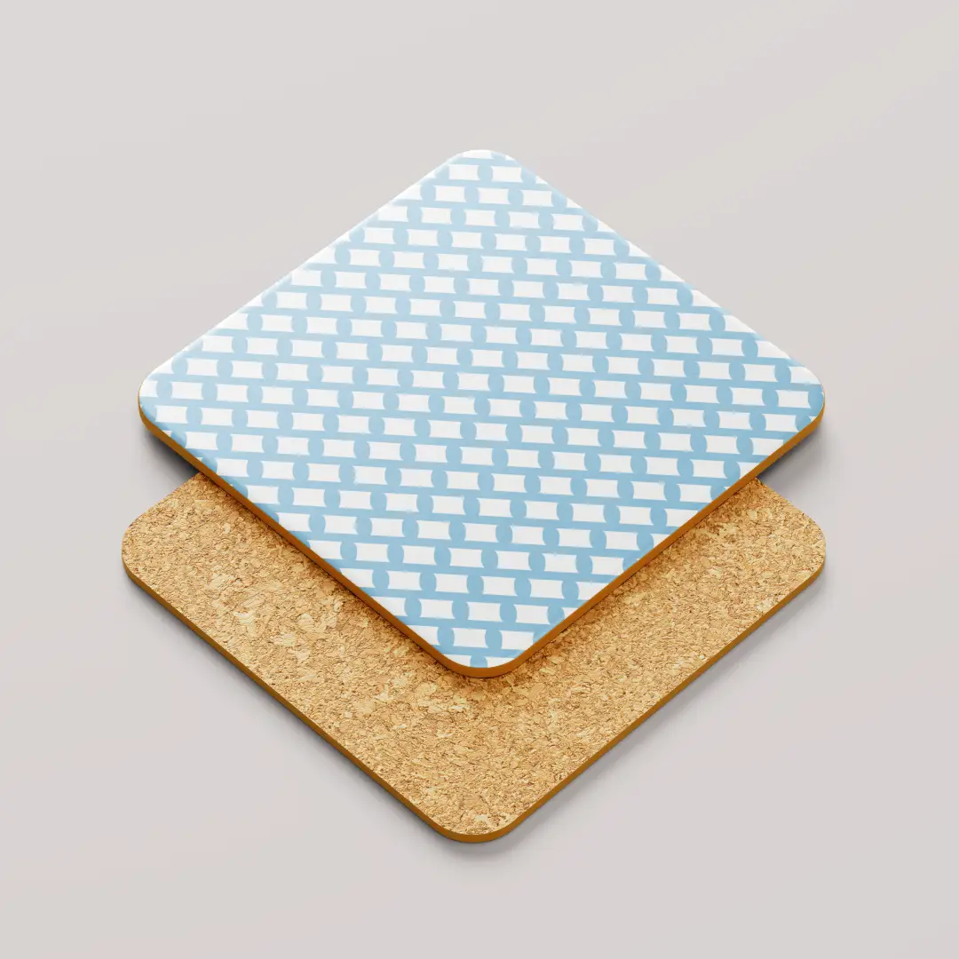 Sky Blue Color Set Of Six Square Tea Coaster