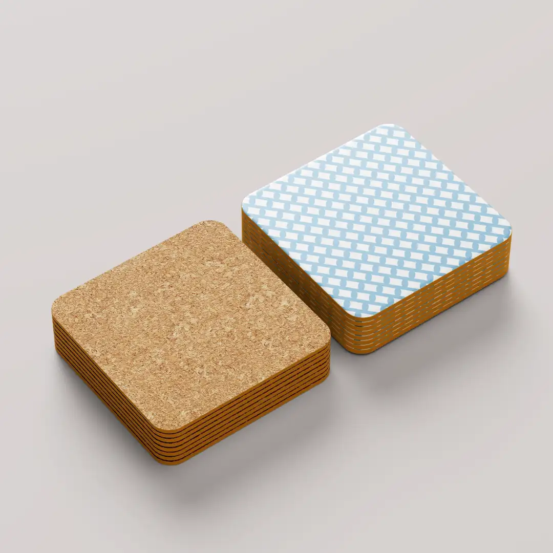 Sky Blue Color Set Of Six Square Tea Coaster - Image 3