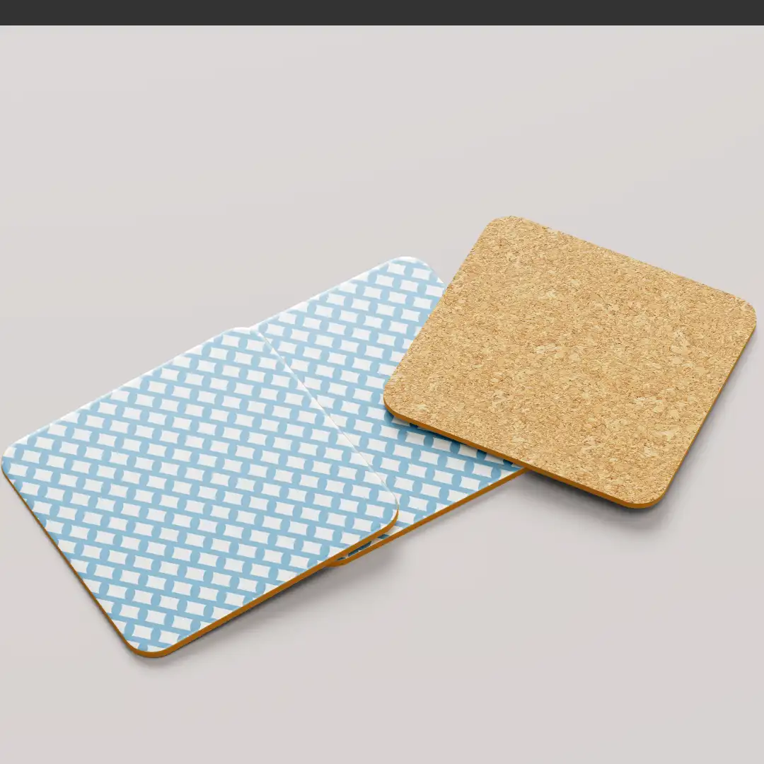 Sky Blue Color Set Of Six Square Tea Coaster - Image 4