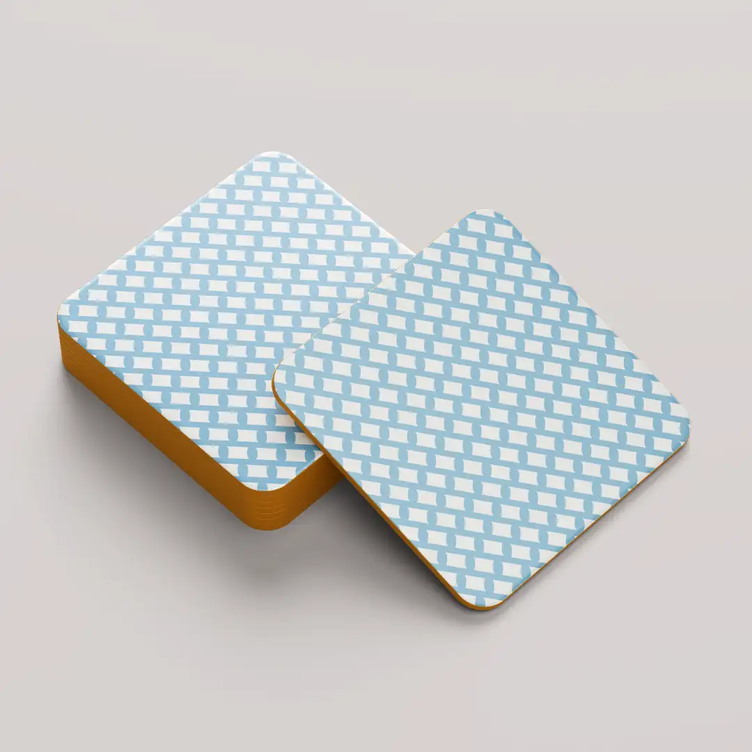 Sky Blue Color Set Of Six Square Tea Coaster - Image 5