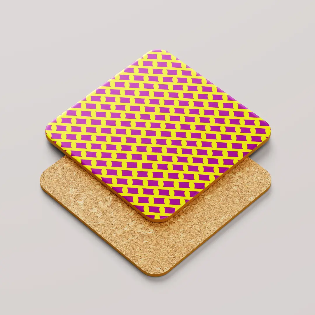Yellow Rani Color Set Of Six Square Tea Coaster