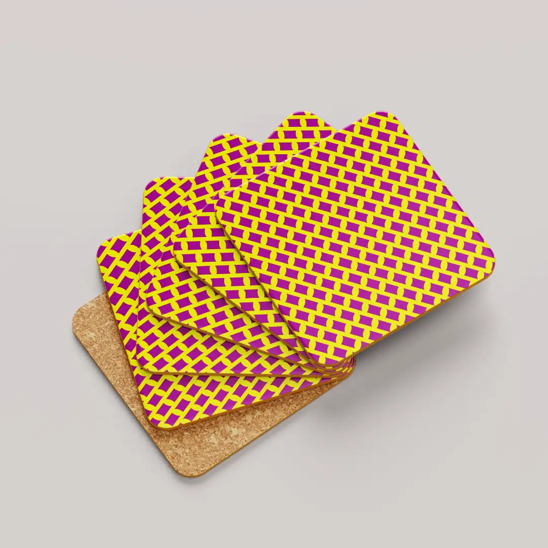 Yellow Rani Color Set Of Six Square Tea Coaster - Image 2