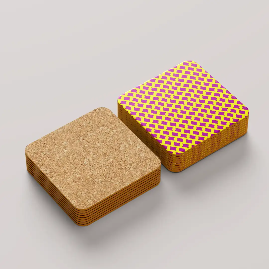 Yellow Rani Color Set Of Six Square Tea Coaster - Image 3