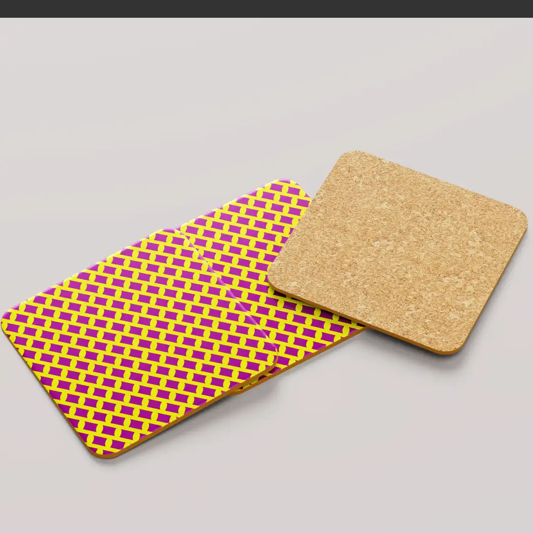 Yellow Rani Color Set Of Six Square Tea Coaster - Image 4