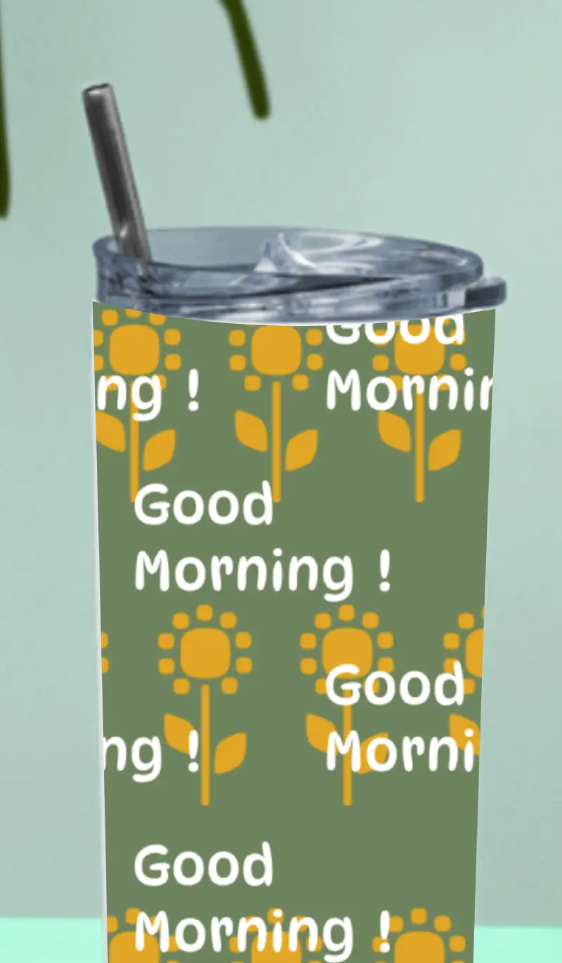 Good Morning Stainless Steel Tumbler Bottle With Straw And Leak Proof Lid - Image 3