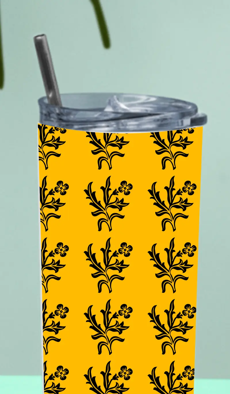 Floral Stainless Steel Tumbler Bottle With Straw And Leak Proof Lid - Image 3