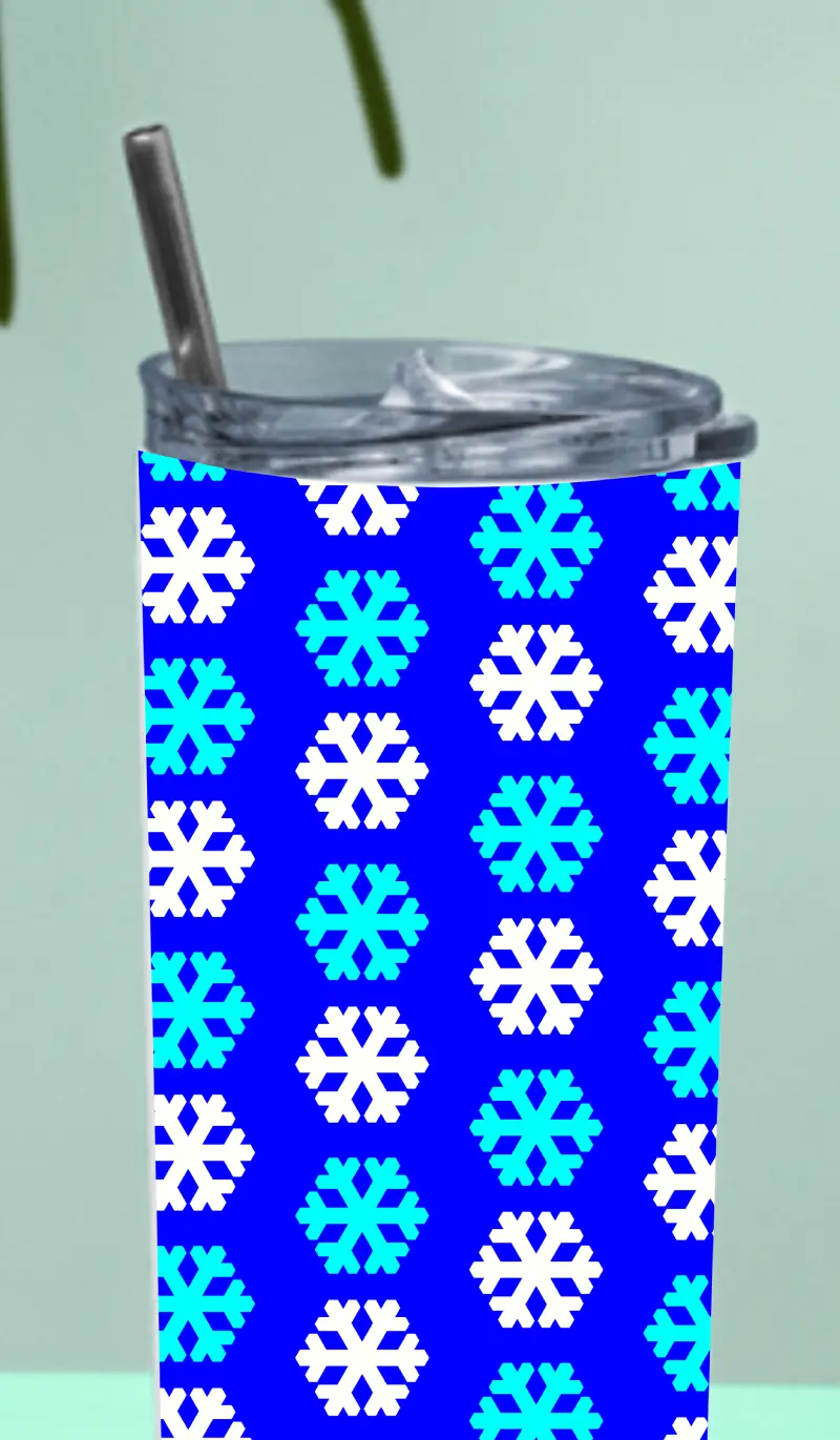 Snow Flakes Stainless Steel Tumbler Bottle With Straw And Leak Proof Lid - Image 3