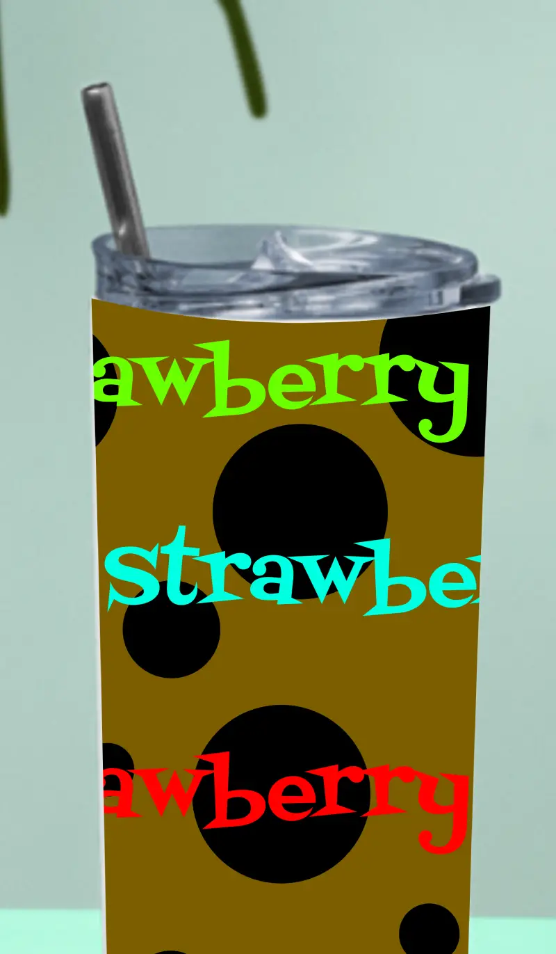 Strawberry Stainless Steel Tumbler Bottle With Straw And Leak Proof Lid - Image 3
