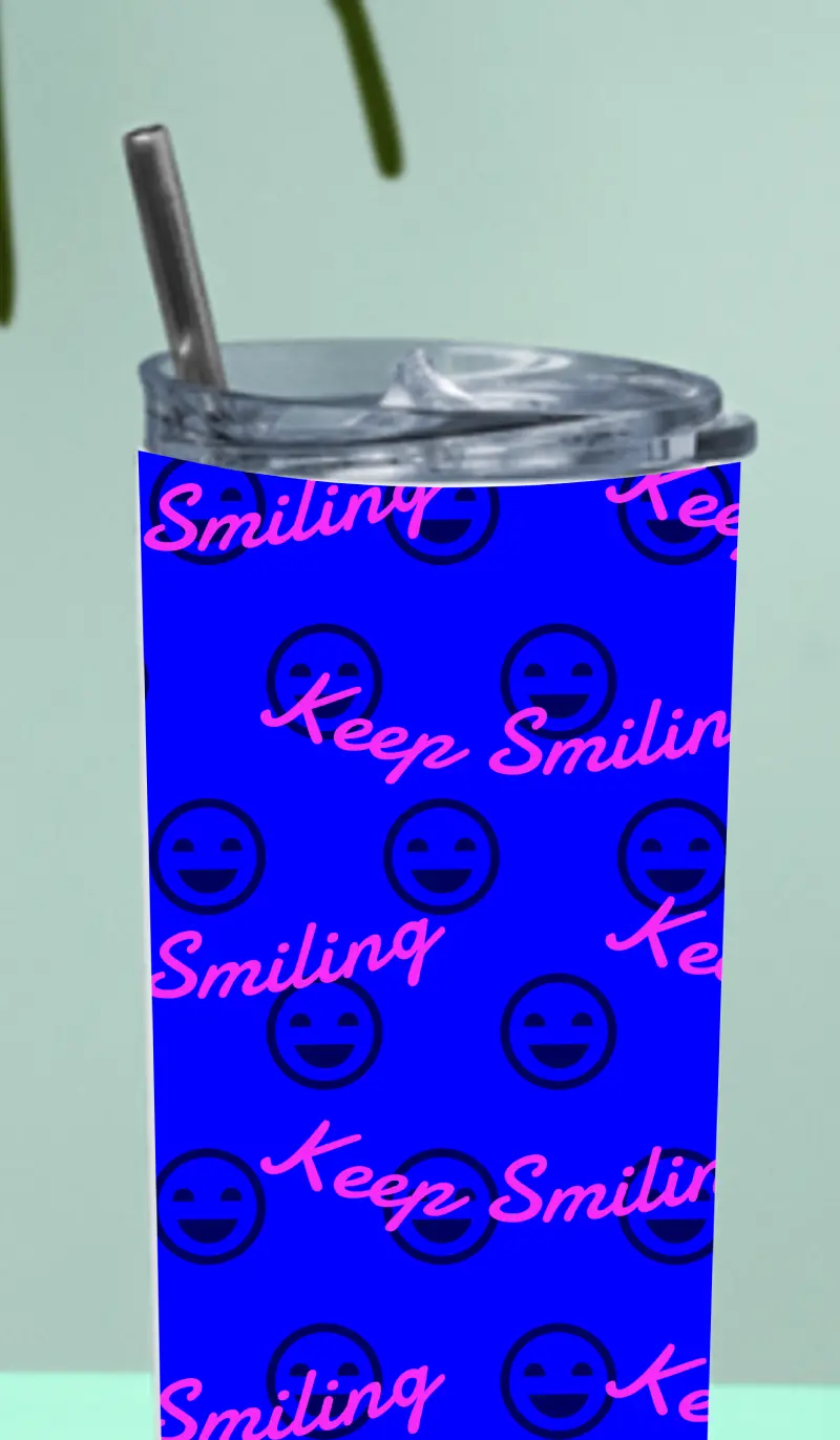 Keep Smiling Stainless Steel Tumbler Bottle With Straw And Leak Proof Lid - Image 3