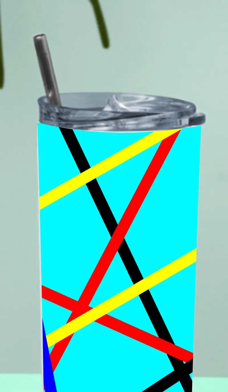 Lines Graphic Stainless Steel Tumbler Bottle With Straw And Leak Proof Lid - Image 3