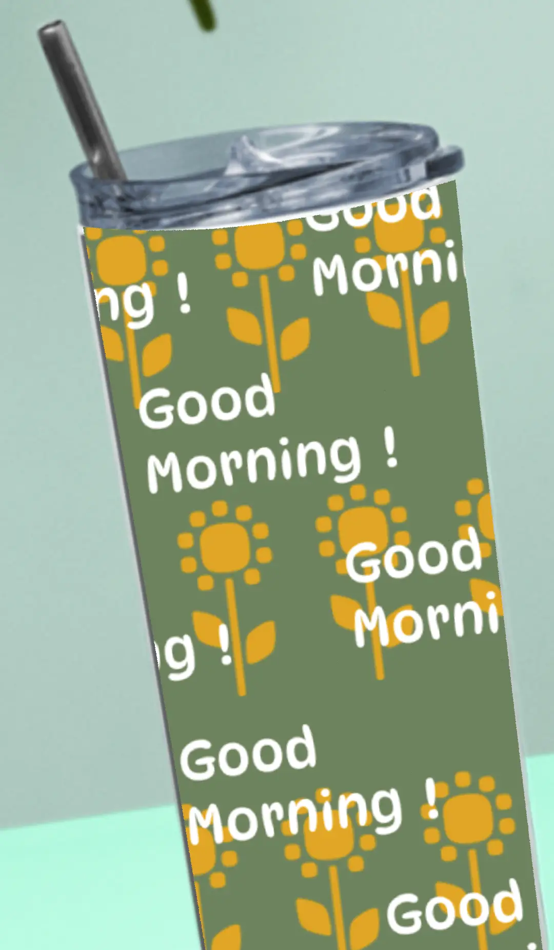 Good Morning Stainless Steel Tumbler Bottle With Straw And Leak Proof Lid - Image 4