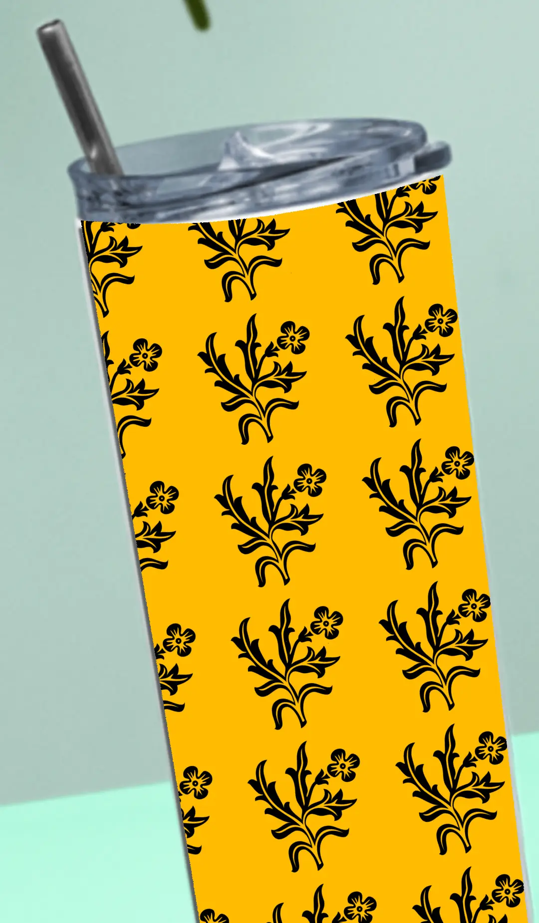 Floral Stainless Steel Tumbler Bottle With Straw And Leak Proof Lid - Image 4