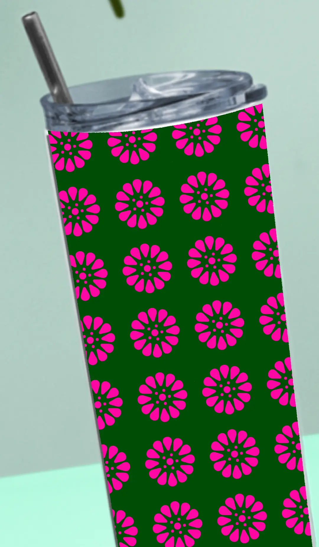 Pink Flowers Stainless Steel Tumbler Bottle With Straw And Leak Proof Lid - Image 4