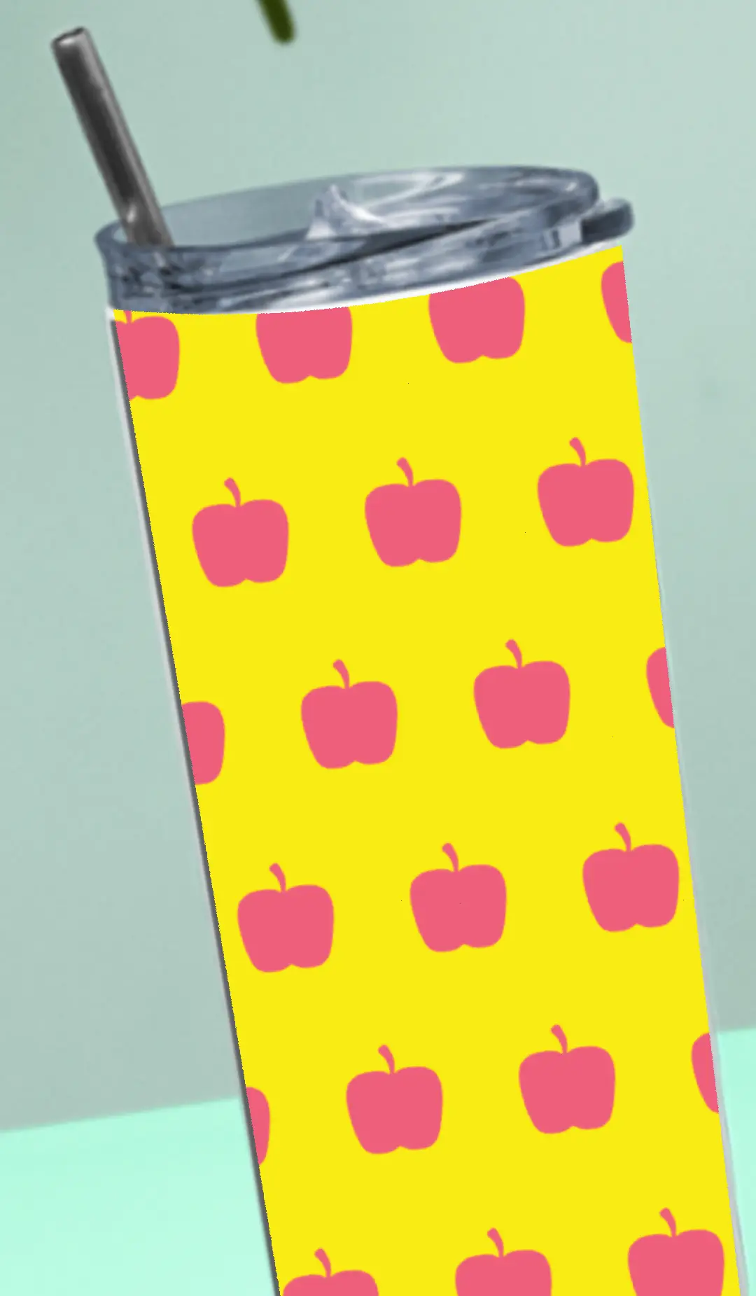 Pink Apples Stainless Steel Tumbler Bottle With Straw And Leak Proof Lid - Image 4