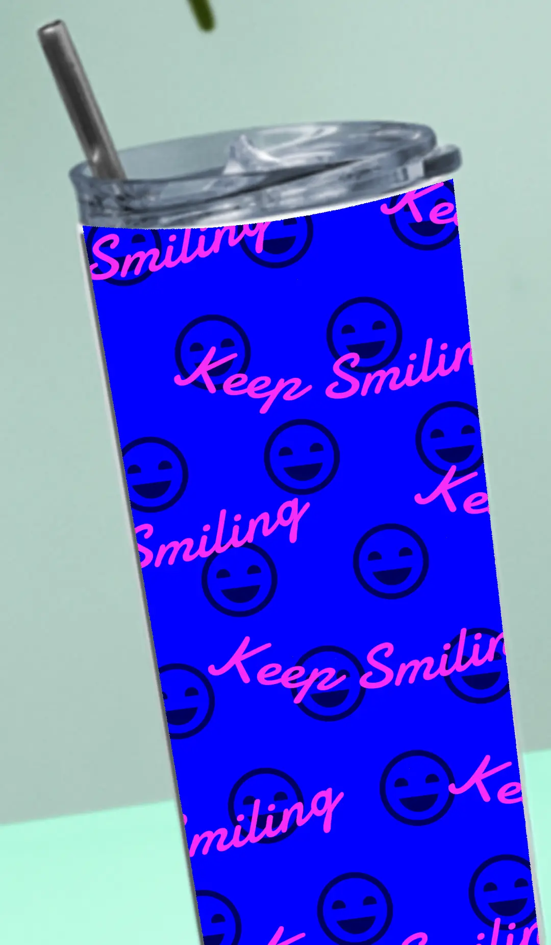 Keep Smiling Stainless Steel Tumbler Bottle With Straw And Leak Proof Lid - Image 4