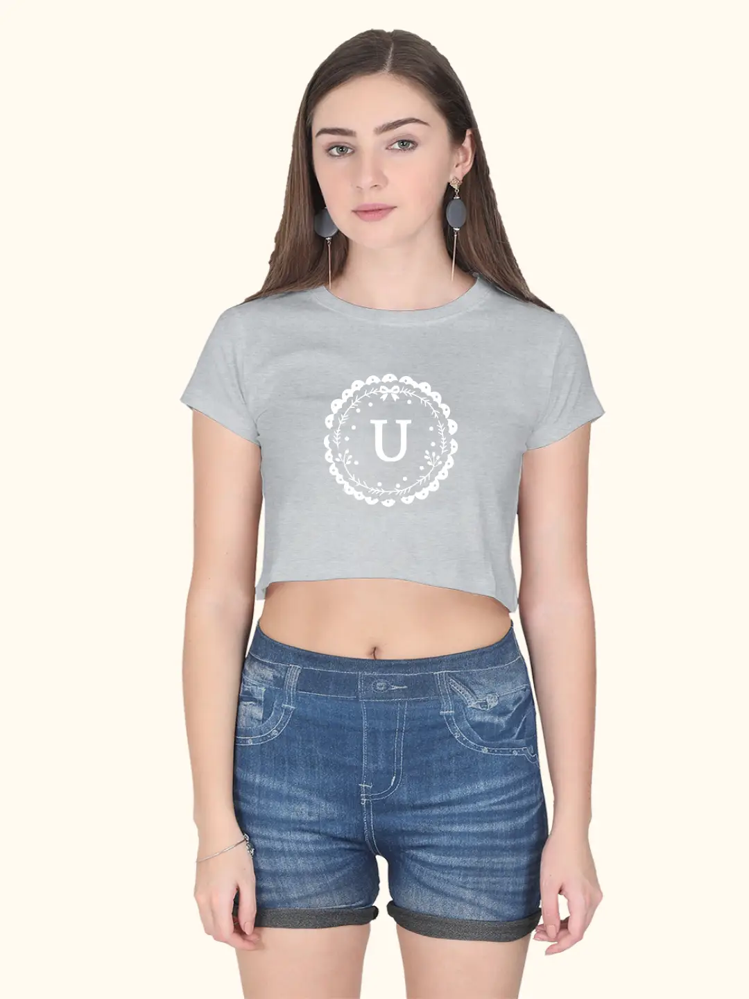 U Alphabet Cotton Crop Top - Image 8