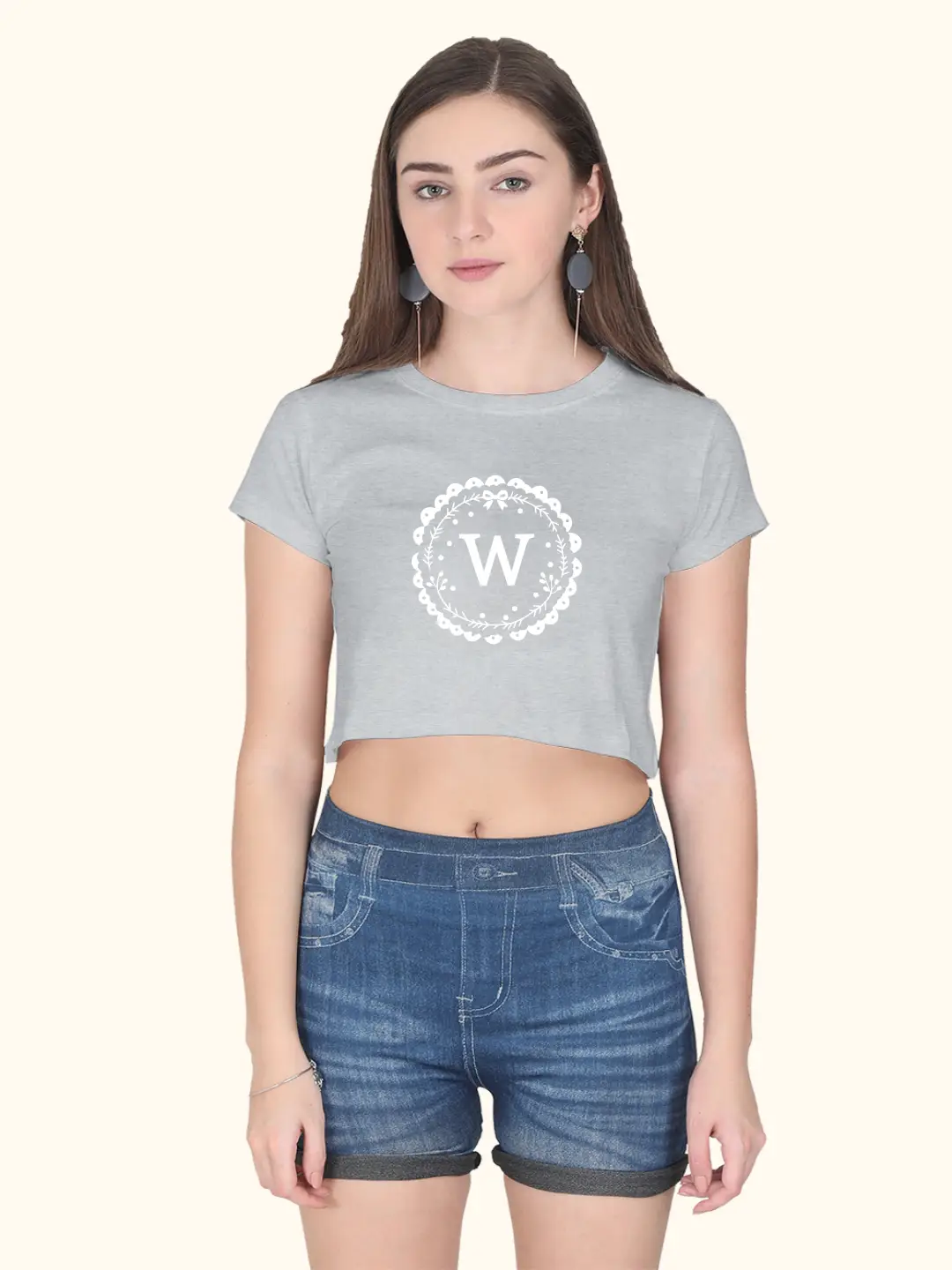 W Alphabet Cotton Crop Top - Image 8