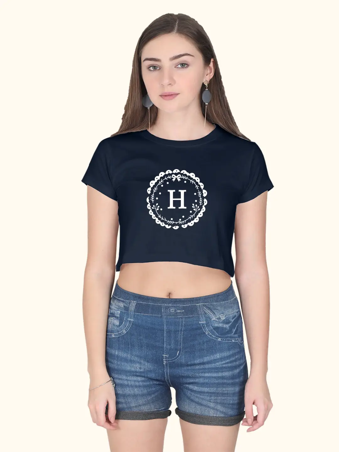 H Alphabet Cotton Crop Top - Image 9