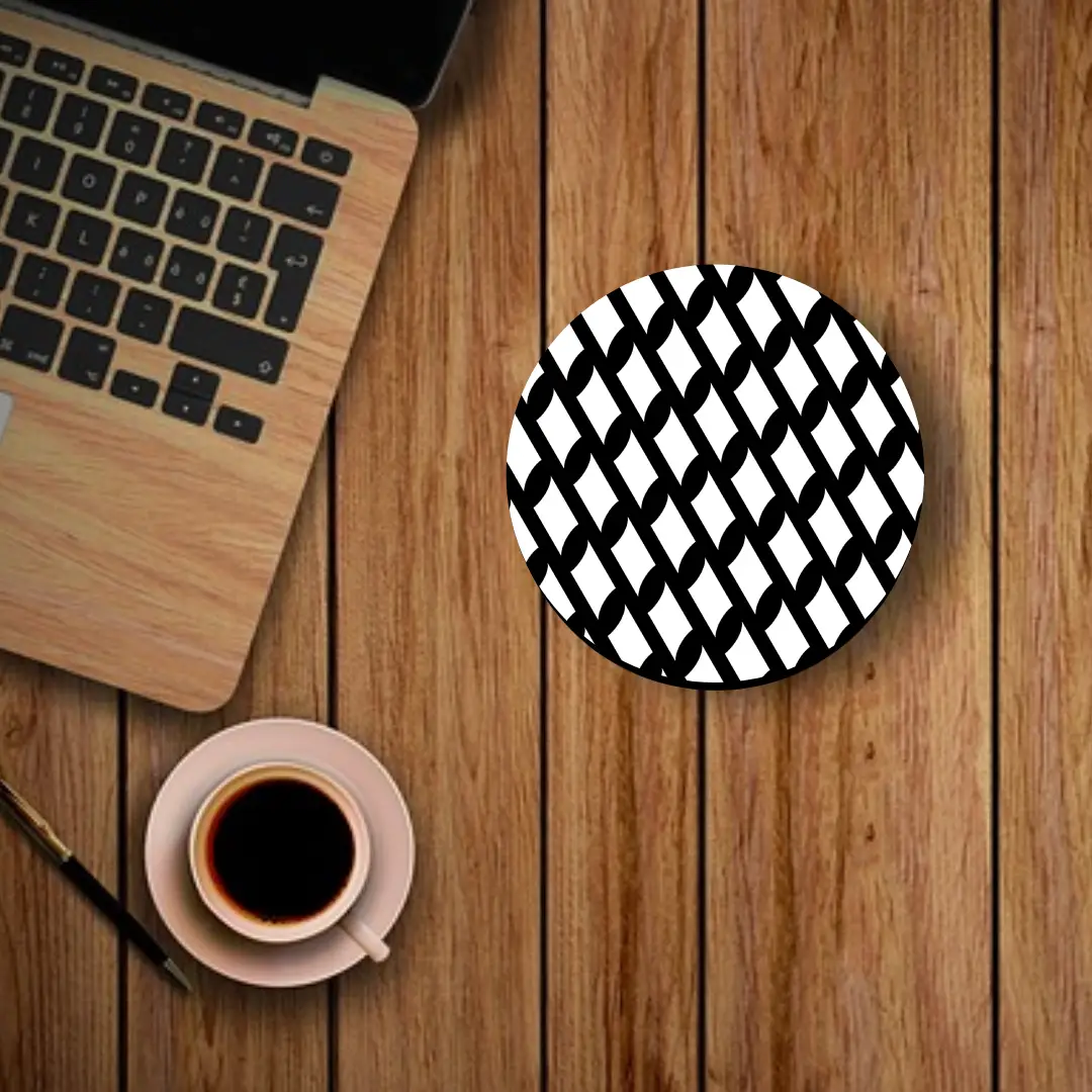 Black White Round Mouse Mat