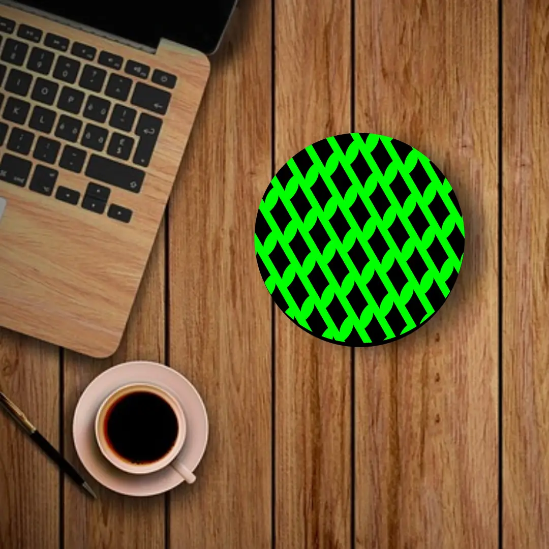 Green Black Round Mouse Mat