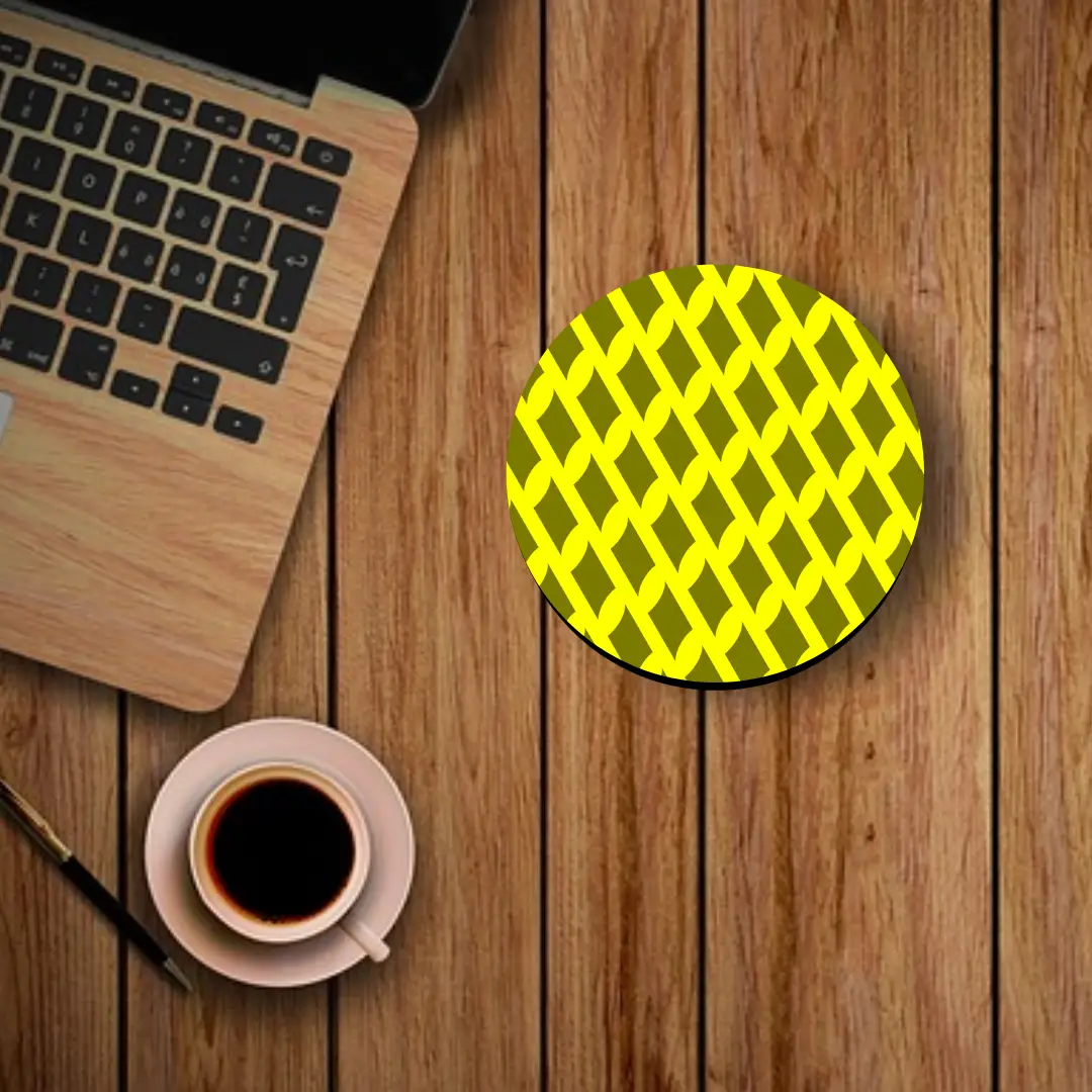 Yellow Mehandi Round Mouse Mat