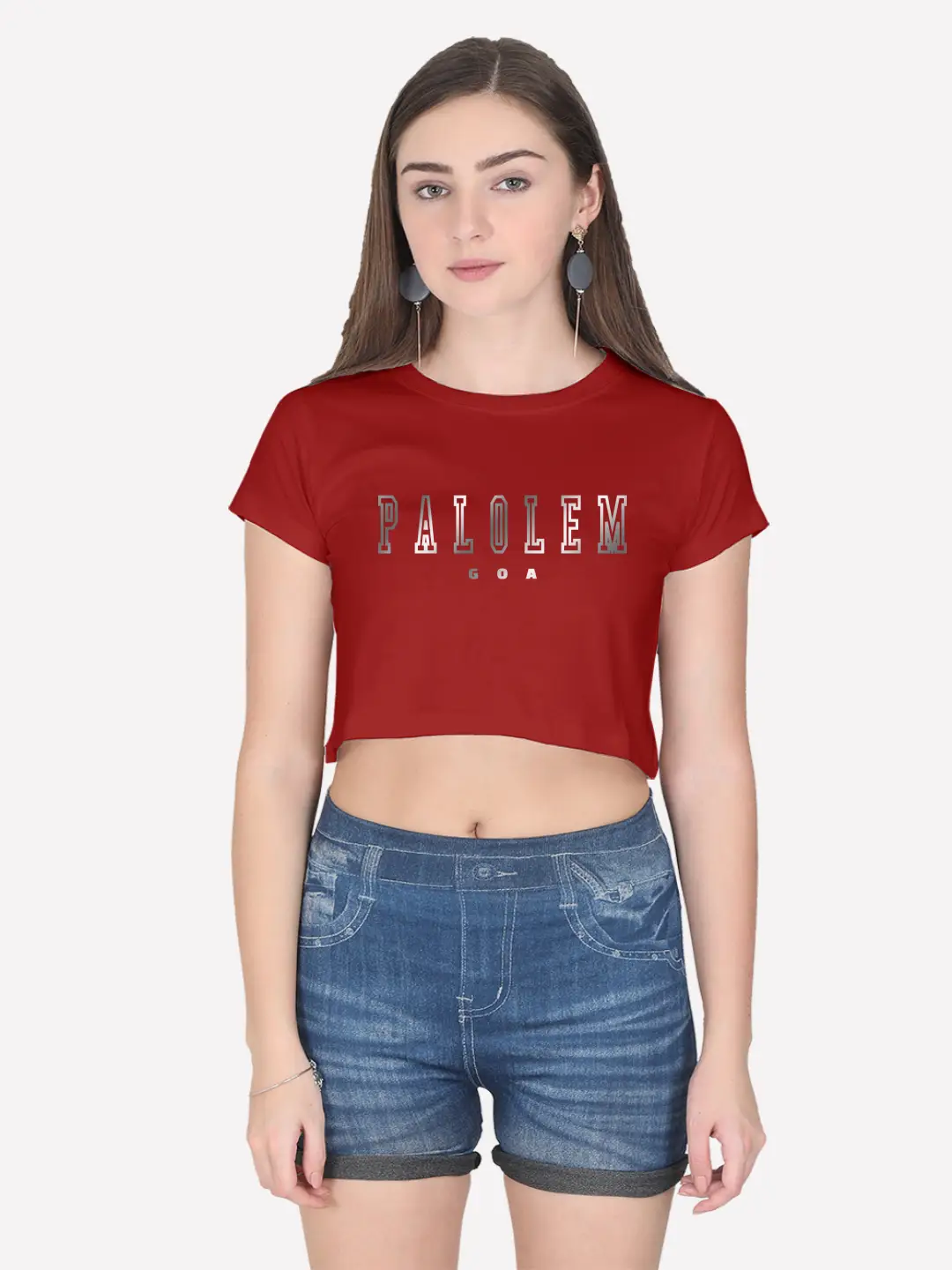 Reflective Silver Print Palolem Beach Cotton Crop Top - Image 3
