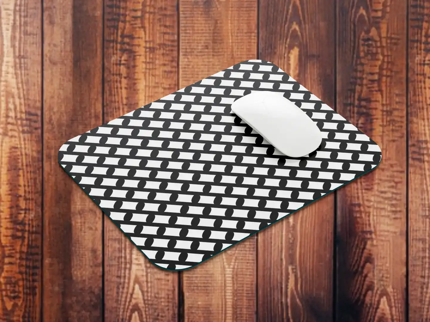 Black White Square Mouse Mat