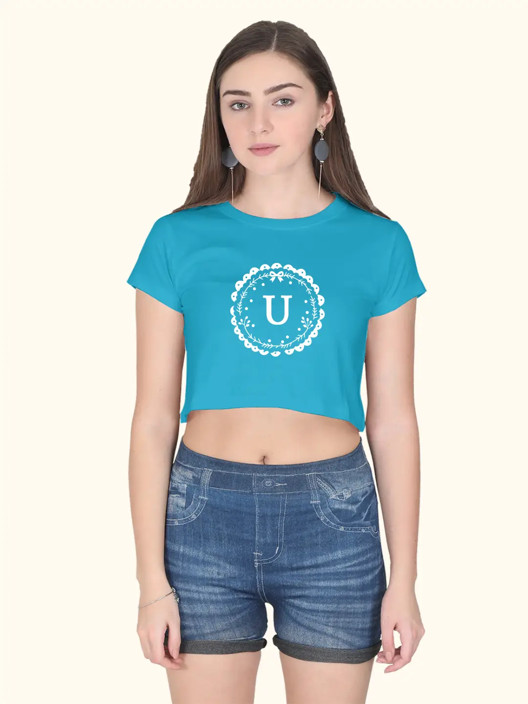 U Alphabet Cotton Crop Top - Image 7