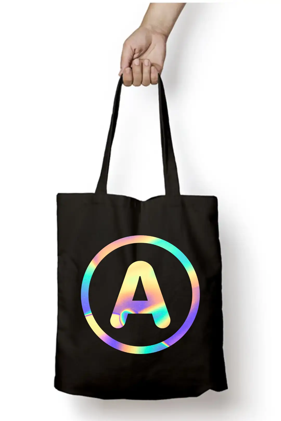 A Letter Rainbow Shiny Print Cotton Canvas Tote Bag - Image 2