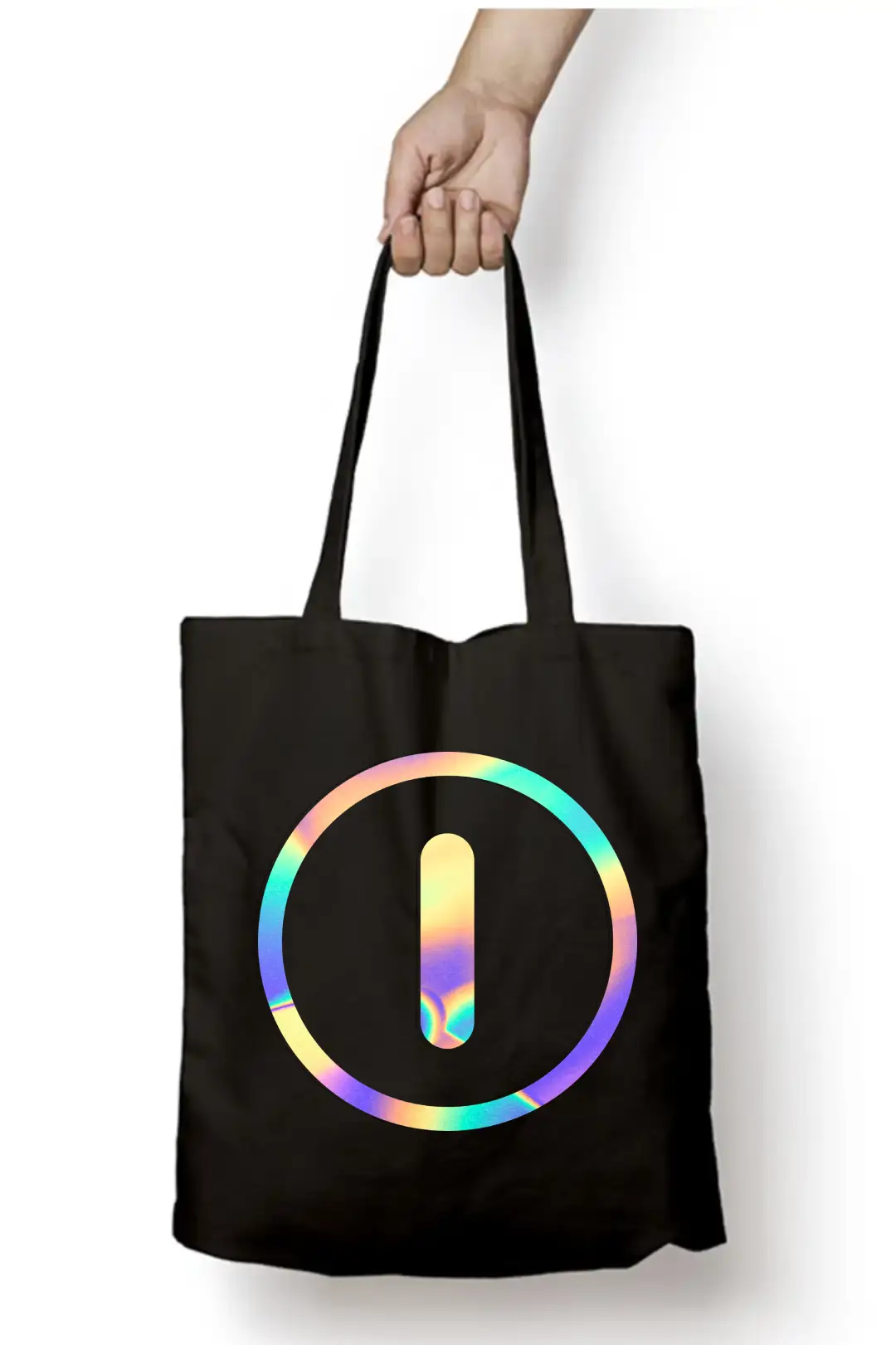 I Letter Rainbow Shiny Print Cotton Canvas Tote Bag - Image 3