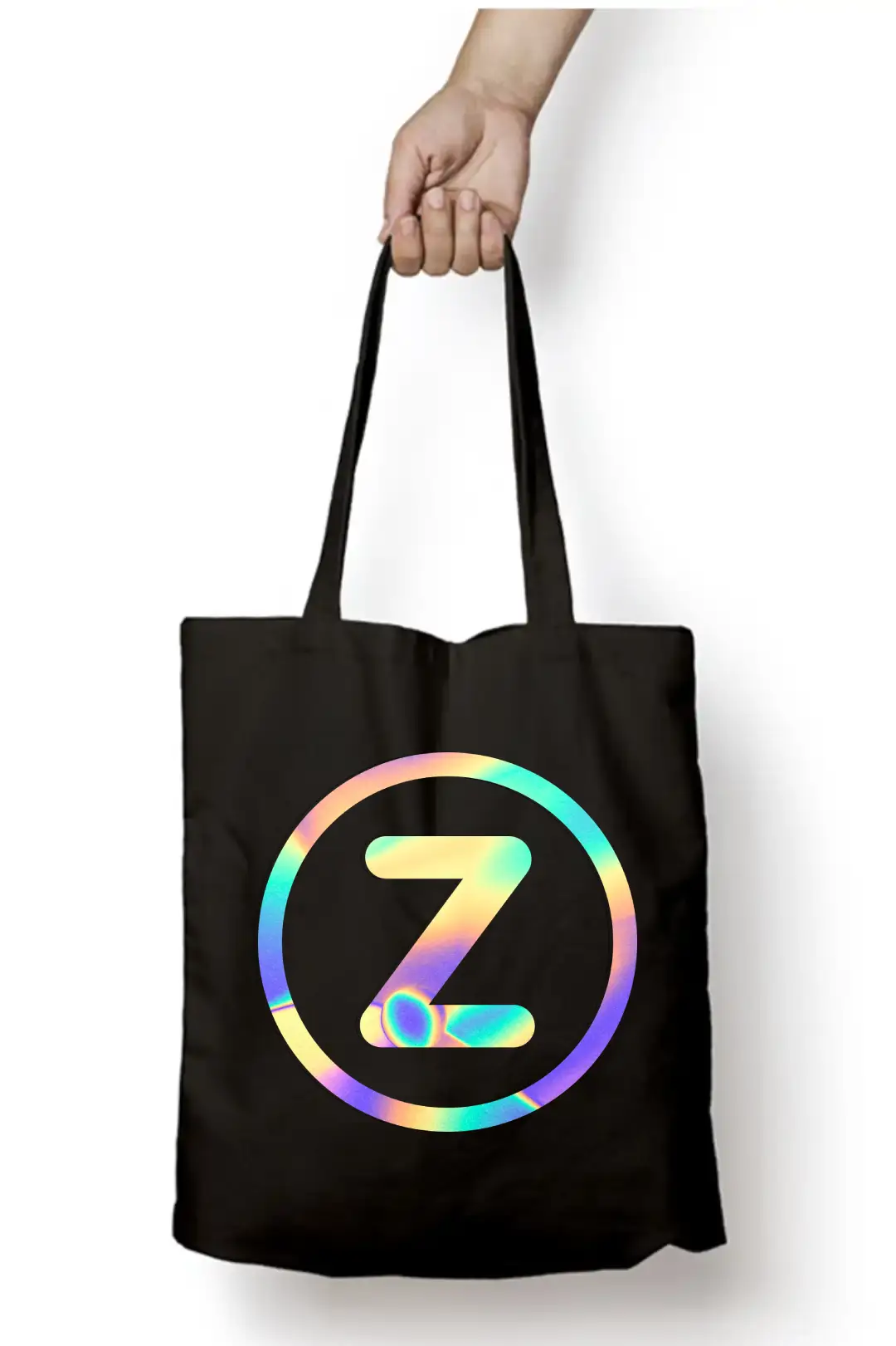 Z Letter Rainbow Shiny Print Cotton Canvas Tote Bag - Image 3
