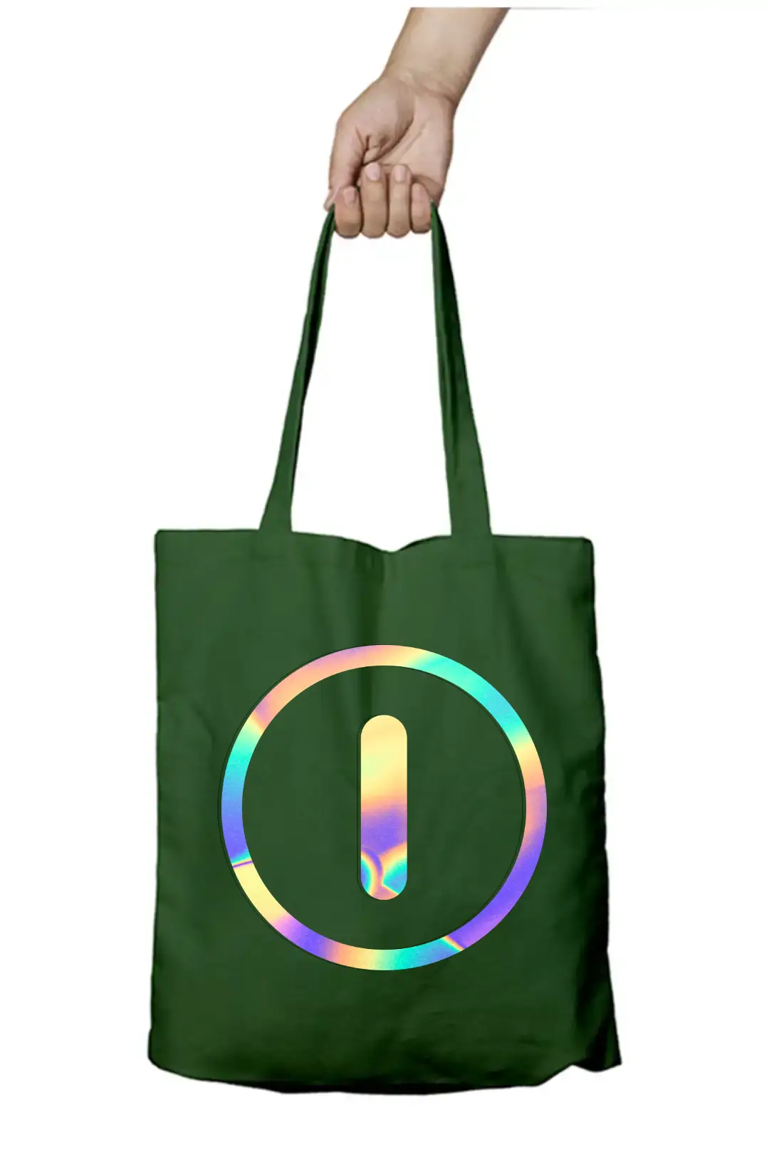 I Letter Rainbow Shiny Print Cotton Canvas Tote Bag - Image 4