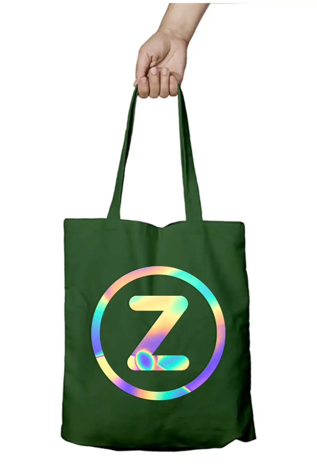 Z Letter Rainbow Shiny Print Cotton Canvas Tote Bag - Image 5