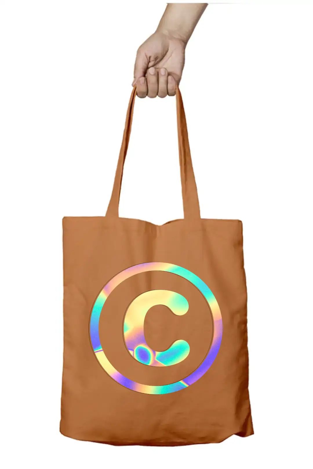 C Letter Rainbow Shiny Print Cotton Canvas Tote Bag - Image 7