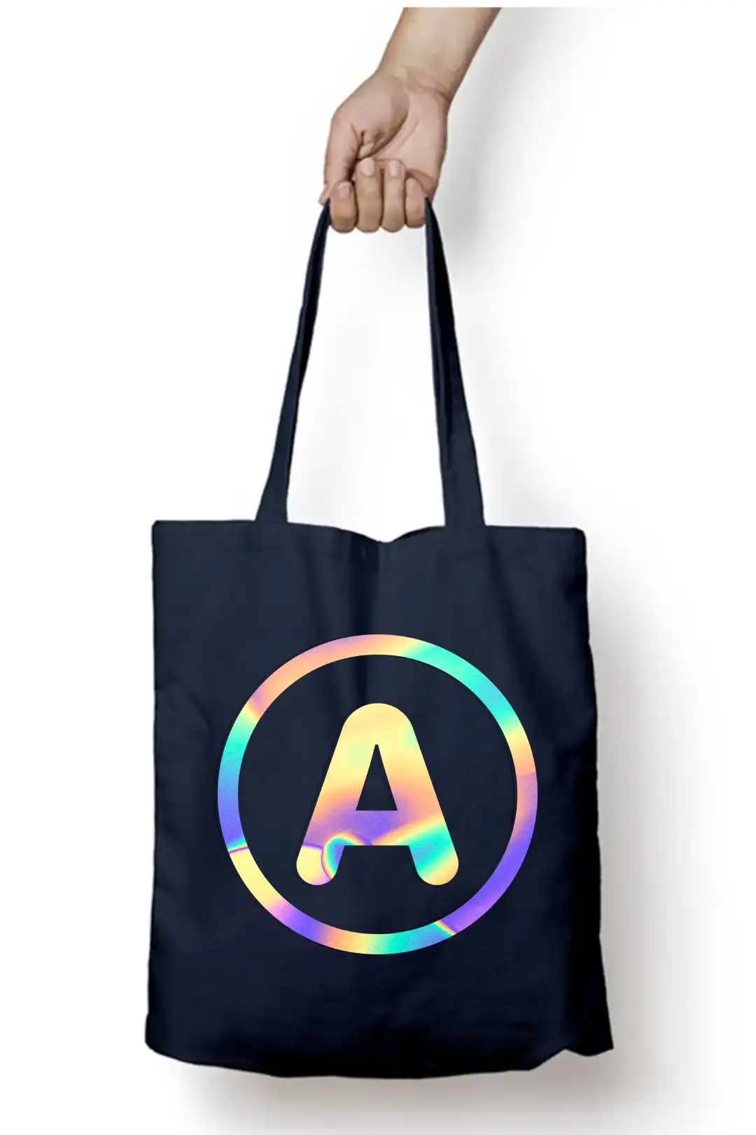 A Letter Rainbow Shiny Print Cotton Canvas Tote Bag - Image 3