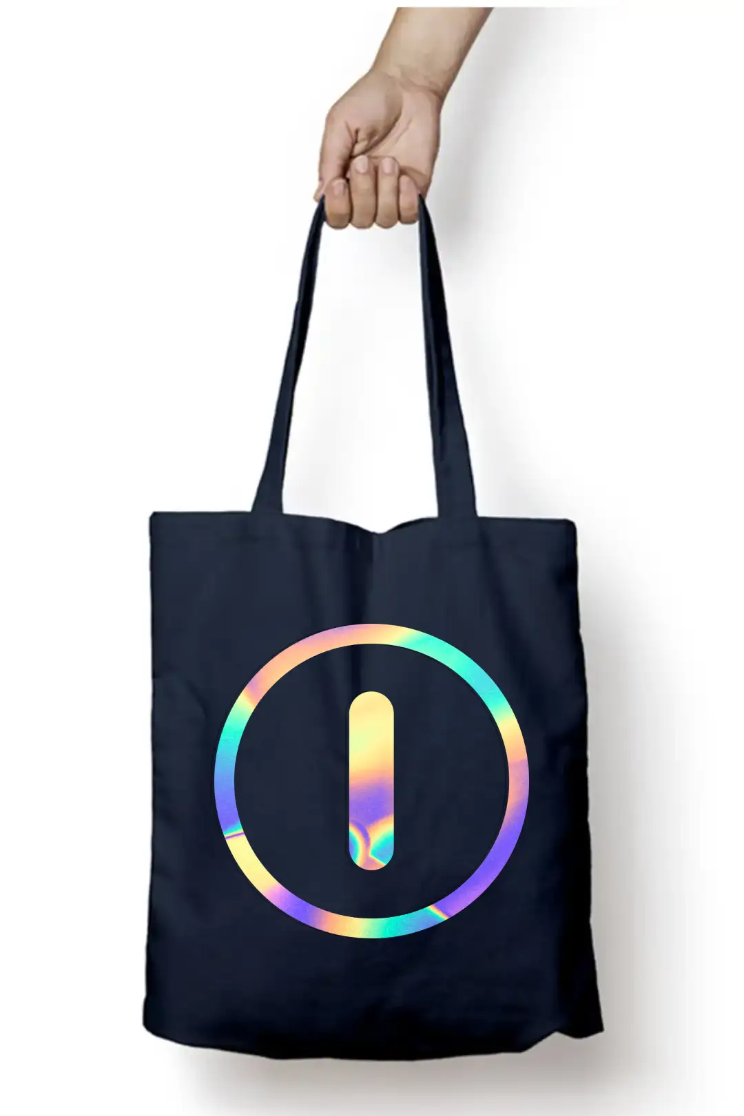 I Letter Rainbow Shiny Print Cotton Canvas Tote Bag