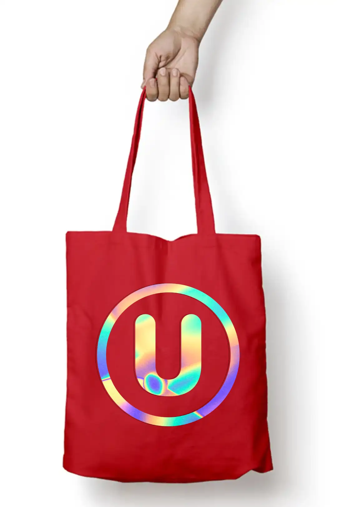 U Letter Rainbow Shiny Print Cotton Canvas Tote Bag - Image 5